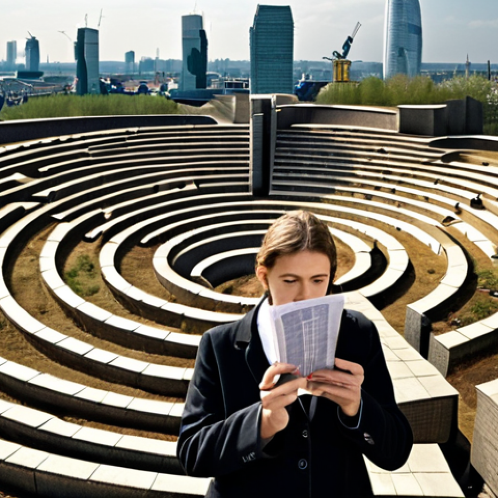 A diverse expat stands at the entrance of a dense, winding labyrinth constructed from various Dutch tax forms and financial documents. They appear slightly overwhelmed and confused, holding a magnifying glass or struggling with a pile of papers. In the background, a subtle, stylized Dutch skyline suggests the location. The overall atmosphere conveys the complexity and challenge of navigating the "Dutch tax jungle" for newcomers.