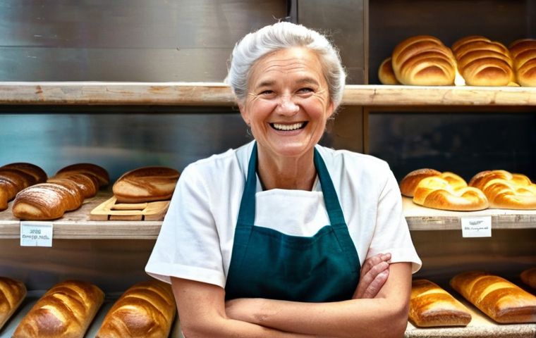 해외 이주 후 문화 적응 전략 - **A warm, inviting scene inside a traditional European bakery.** A friendly Dutch woman in her early...