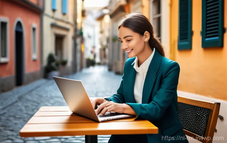 해외 생활 필수 보험 가이드 - **Prompt:** A confident young woman, dressed in stylish yet modest smart casual attire (e.g., a line...