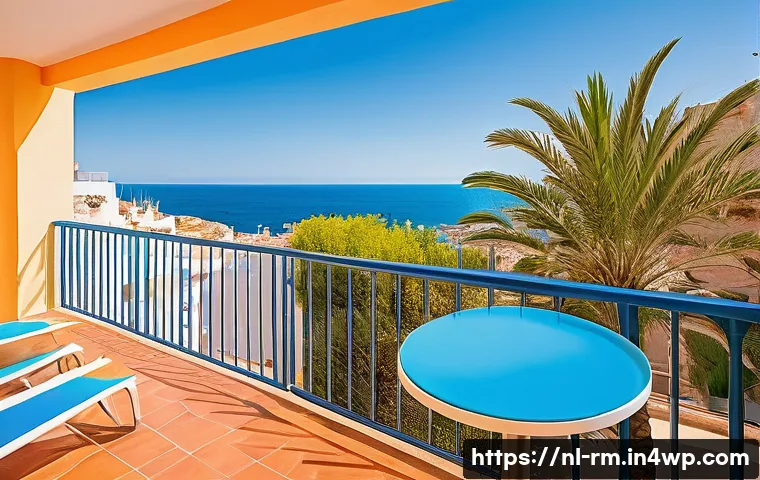 해외 부동산 임대 방법 - A vibrant coastal vacation rental scene on the Spanish Costa Blanca during summer, showcasing a styl...