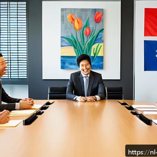 Home 17 해외에서의 비즈니스 문화 이해하기 - A professional international business meeting scene showing a diverse group of people from the Nethe...