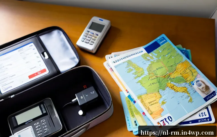 Home 17 해외에서의 여행 방법 및 팁 - Photorealistic travel-planning scene for a Dutch traveler: neatly organized wooden desk with an open...